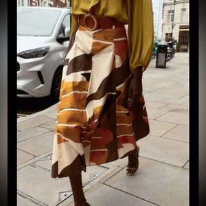 Zara Printed Poplin Belted Skirt 5029/171